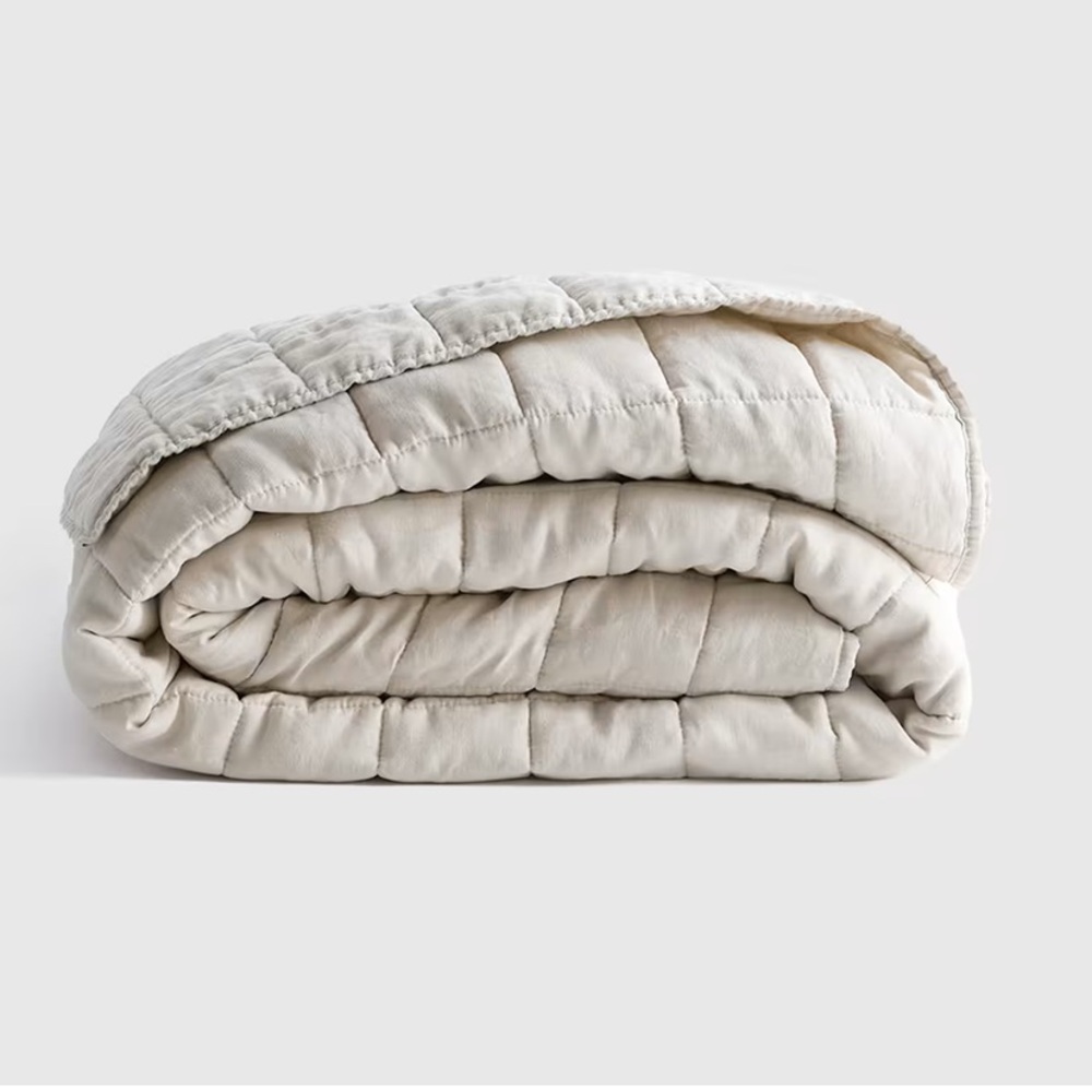 European Linen Box Quilt King Size in Sand